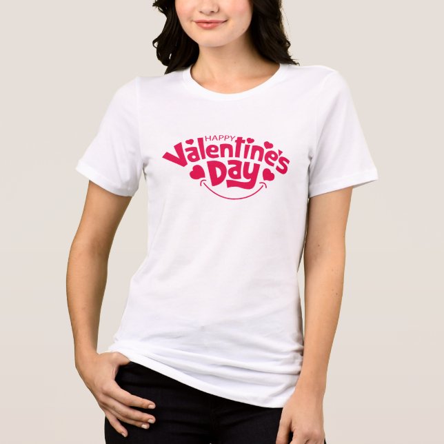 Camiseta Triblenda Happy Valentine's day cute red heart  (Anverso)