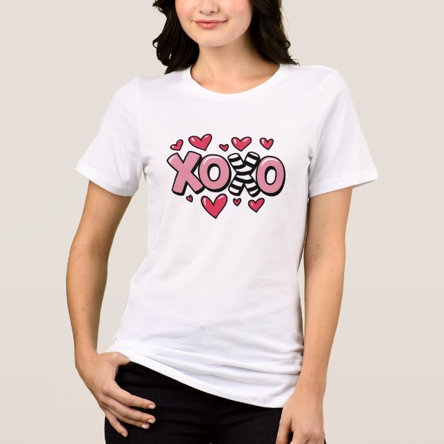 Camiseta Triblenda Happy valentine's xoxo white &red (Anverso)