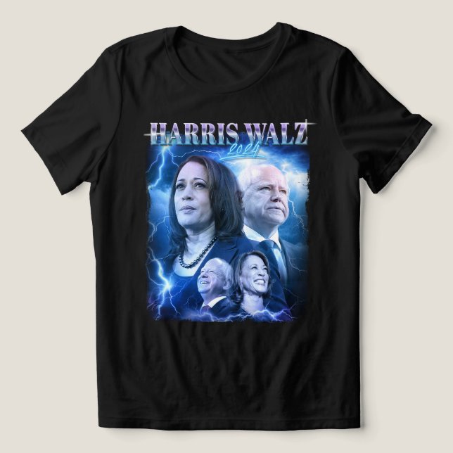 Camiseta Triblenda Harris Walz 2024 estilo retro 90 (Diseño delantero )