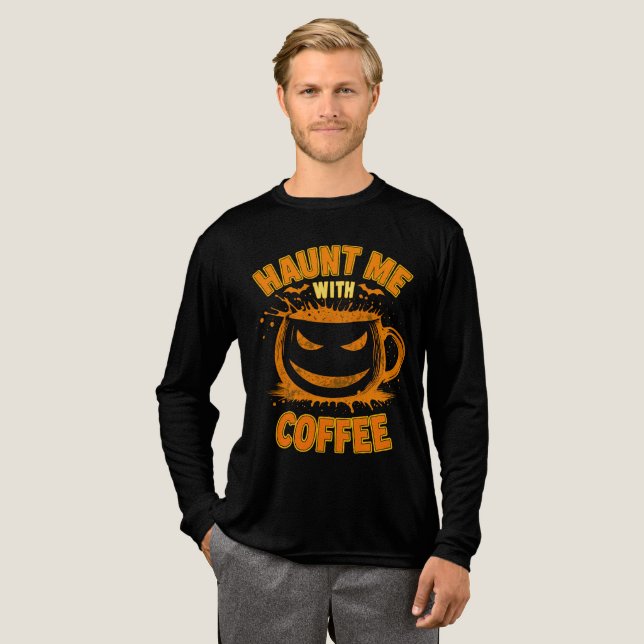 Camiseta Triblenda Haunt Me With Coffee Jack-O’-Lantern Halloween (Anverso Completo)
