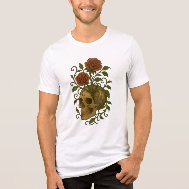 Camiseta Triblenda Haunting Beauty Skull and Roses Halloween Art (Anverso)