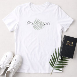 Camiseta Triblenda He Is Risen Minimalist 3 Crosses Palm Leaf Easter