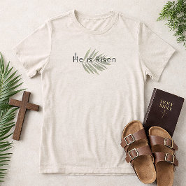 Camiseta Triblenda  He Is Risen Three Crosses Palm Leaf Easter 