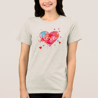 Camiseta Triblenda Heart Love Modern Watercolor Artsy Valentine's Day