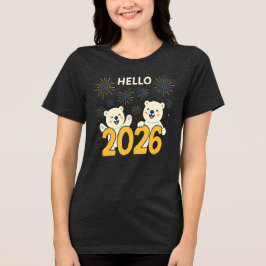 Camiseta Triblenda Hello 2026 Polar Bears Women’s New Year T-Shirt