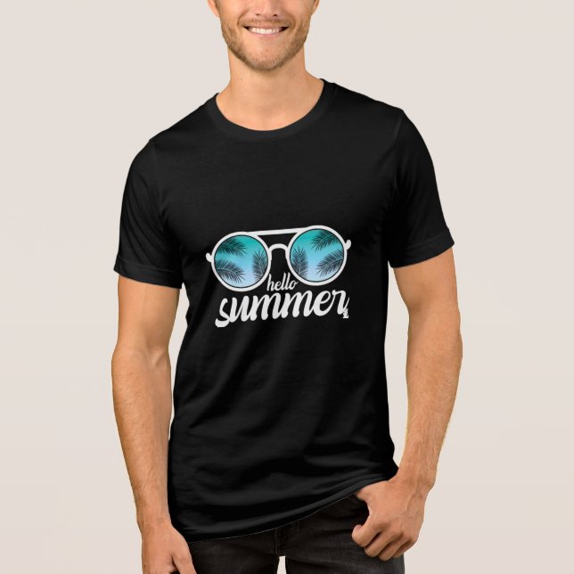 Camiseta Triblenda Hello Summer Sunglasses Graphic on Unisex Camo Tee (Anverso)