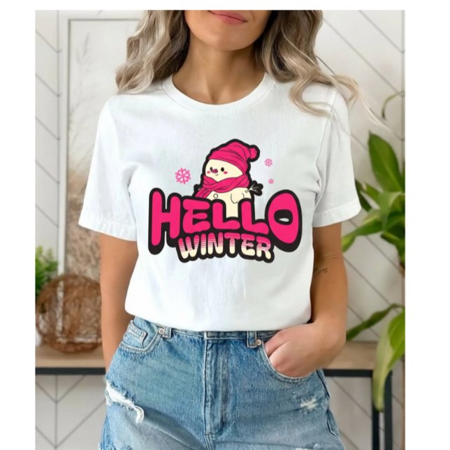 Camiseta Triblenda Hello Winter Cute Snowman  (Subido por el creador)