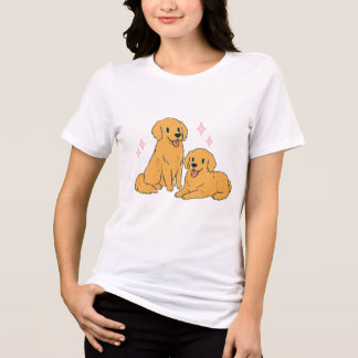 Camiseta Triblenda Hermanas de cachorros de Golden Retriever lindos A