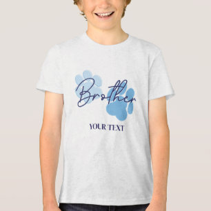 Camiseta Triblenda Hermano Cumpleaños Estampa de Pata de Perro Naranj