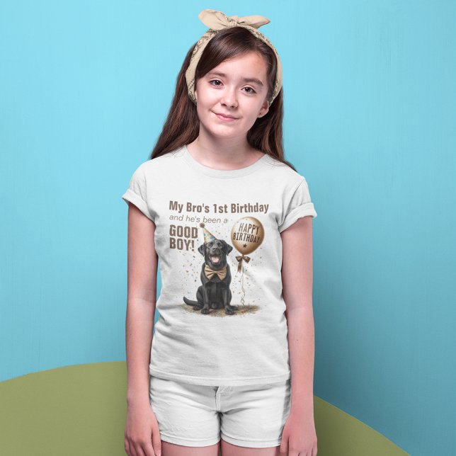 Camiseta Triblenda Hermano de cumpleaños o hermana Personalizado de L (For Sisters happy birthday black labrador balloon confetti happy birthday)