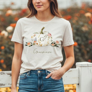 Camiseta Triblenda Hermosa acuarela Calabaza floral Monograma Girona