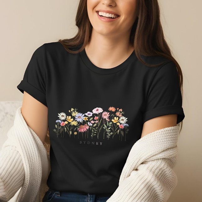 Camiseta Triblenda Hermosa acuarela Jardín Botánico de Flor Silvestre (Beautiful Watercolor Wildflower Botanical Garden Tri-Blend Shirt)