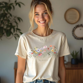 Camiseta Triblenda Hermosa acuarela Jardín Botánico de Flor Silvestre