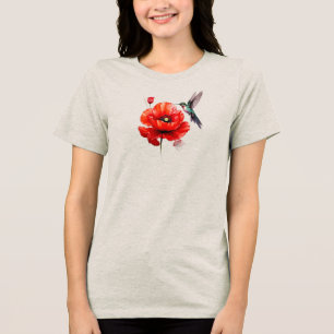 Camiseta Triblenda Hermosa Amapola Roja En Toda Su Gloria