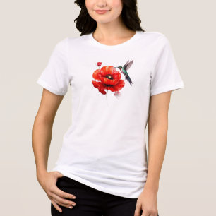 Camiseta Triblenda Hermosa Amapola Roja En Toda Su Gloria