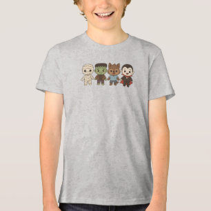 Camiseta Triblenda Hermosa, Frankenstein, Drácula, lobo