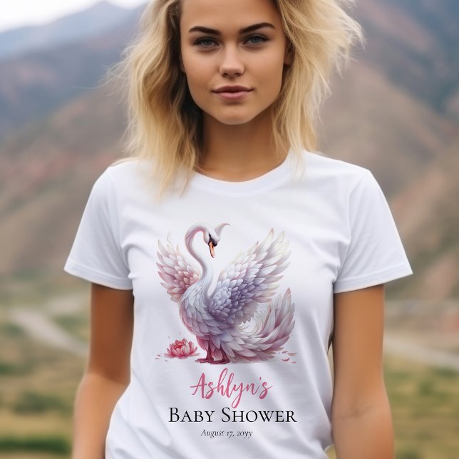 Camiseta Triblenda Hermoso Chica floral rosa de cisne Baby Shower (Beautiful Swan Pink Floral Peonies Girl Baby Shower Woman's T-Shirt)