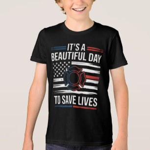 Camiseta Triblenda Hermoso Día Para Salvar Vidas Bombero PNG