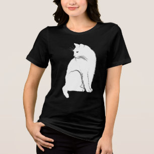 Camiseta Triblenda Hermoso gato blanco sentado