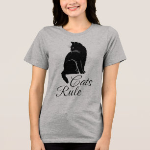 Camiseta Triblenda Hermoso gato negro sentado con texto de "regla de