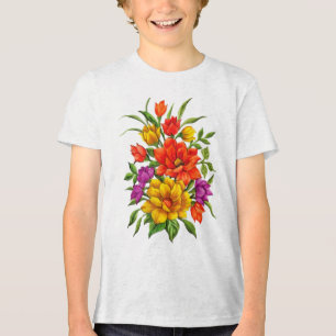 Camiseta Triblenda Hermoso Ramillete De Flores En Acuarela-34123