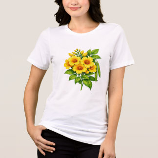 Camiseta Triblenda Hermoso ramo de girasoles amarillos con hojas verd