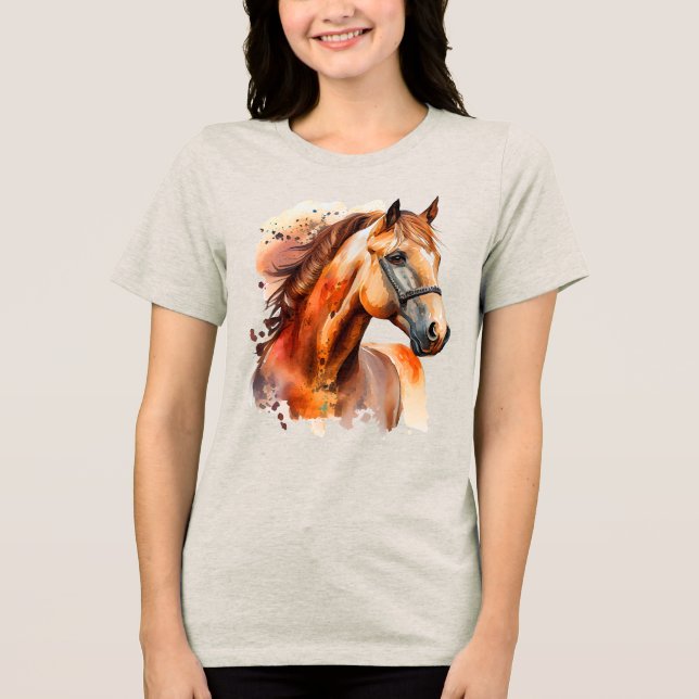 Camiseta Triblenda Hermoso retrato de caballo de Sorrel (Anverso)