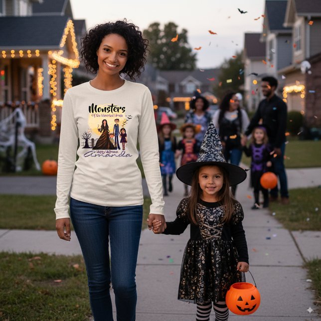 Camiseta Triblenda Hermosos monstruos de la casa embrujada (Spooky Monsters of the Haunted House Tri-Blend Shirt)