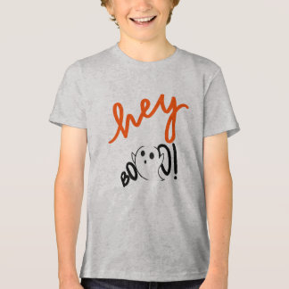 Camiseta Triblenda Hey Boo Naranja Negro Funny Halloween Ghost kid
