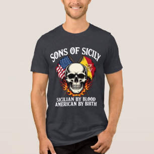 Camiseta Triblenda Hijos de Sicilia Siciliano por Sangre Americano po