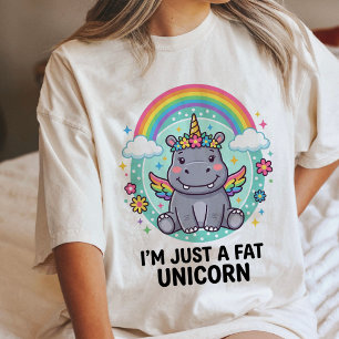 Camiseta Triblenda Hipopótamo Unicornio Divertido Gordo Arcoíris Anim