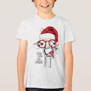Camiseta Triblenda Hipster Navidades Giraffe   Vacaciones