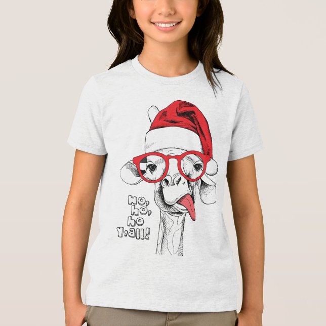 Camiseta Triblenda Hipster Navidades Giraffe | Vacaciones (Anverso)