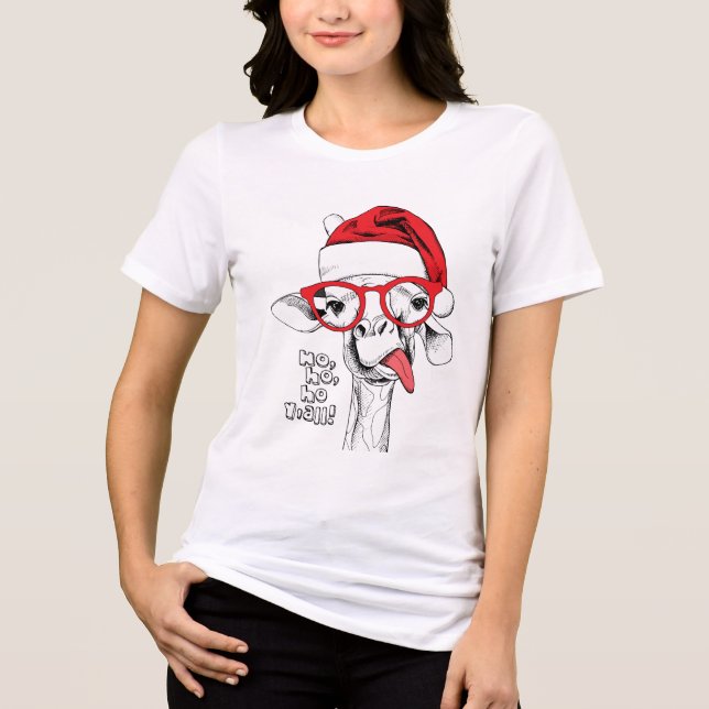 Camiseta Triblenda Hipster Navidades Giraffe | Vacaciones (Anverso)
