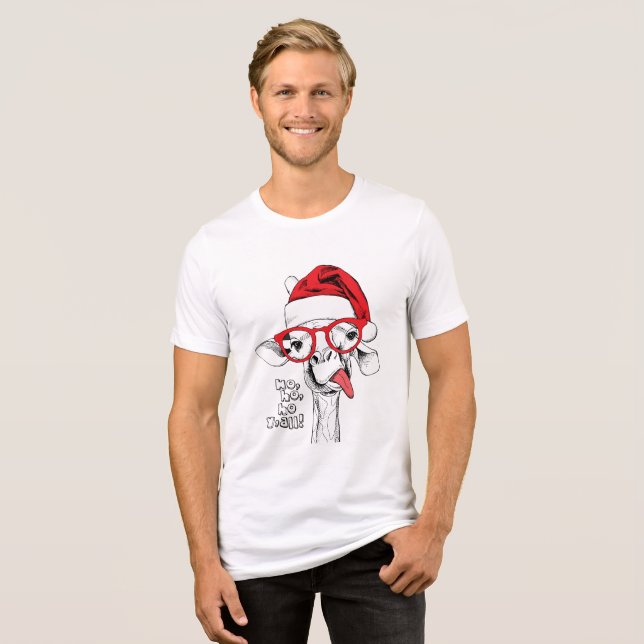 Camiseta Triblenda Hipster Navidades Giraffe | Vacaciones (Anverso Completo)