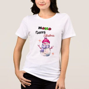 Camiseta Triblenda Ho Ho Feliz Navidad" Snowman T-Shirt