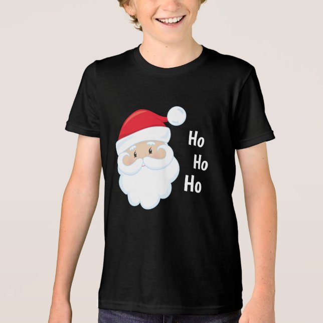 Camiseta Triblenda Ho Ho Ho Ho Santa Face Navidades vacaciones Red Wh (Anverso)