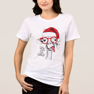 Camiseta Triblenda Ho Ho Ho Ustedes Regalo Divertido de Navidad Jiraf