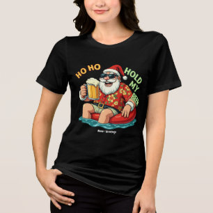 Camiseta Triblenda Ho Ho Hold My Beer Funny Bebiendo Navidades Santa