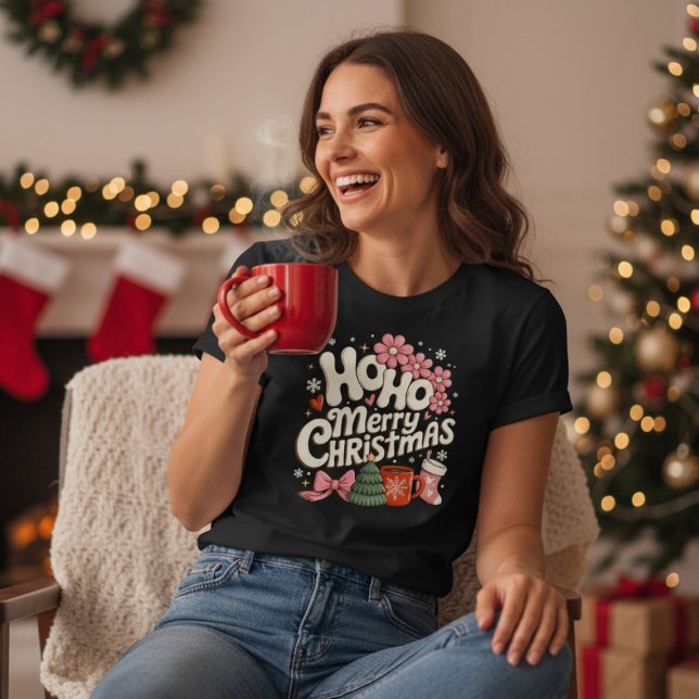 Camiseta Triblenda Ho Ho Merry Christmas Trees Festive Coquette Girly (Subido por el creador)