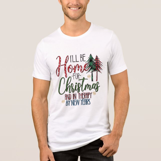 Camiseta Triblenda Hogar Para Navidades Gracioso Año Nuevo Moderno (Anverso)