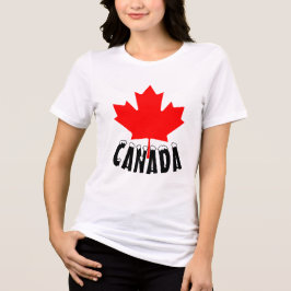 Camiseta Triblenda Hoja de Arce Roja Brillante Canadá Texto con Cima