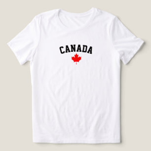 Camiseta Triblenda Hoja de Arce Rojo de Canadá Minimalista con Texto 