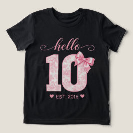 Camiseta Triblenda Hola 10 Cumpleaños | Rosa Hola 10 Año Personalizad