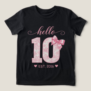 Camiseta Triblenda Hola 10 Cumpleaños   Rosa Hola 10 Año Personalizad