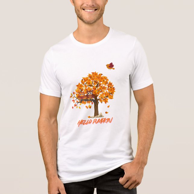Camiseta Triblenda "Hola Camiseta de Calabaza Cute Fall Halloween Cam (Anverso)