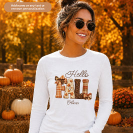 Camiseta Triblenda Hola Letras de estilo patchwork de otoño para muje