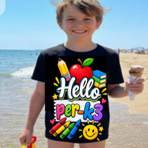 Camiseta Triblenda Hola Pre-K3 Escuela Preescolar Linda