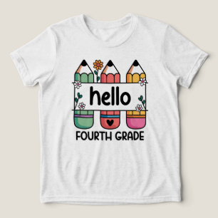 Camiseta Triblenda Hola, profesor de cuarto grado, lápiz de café