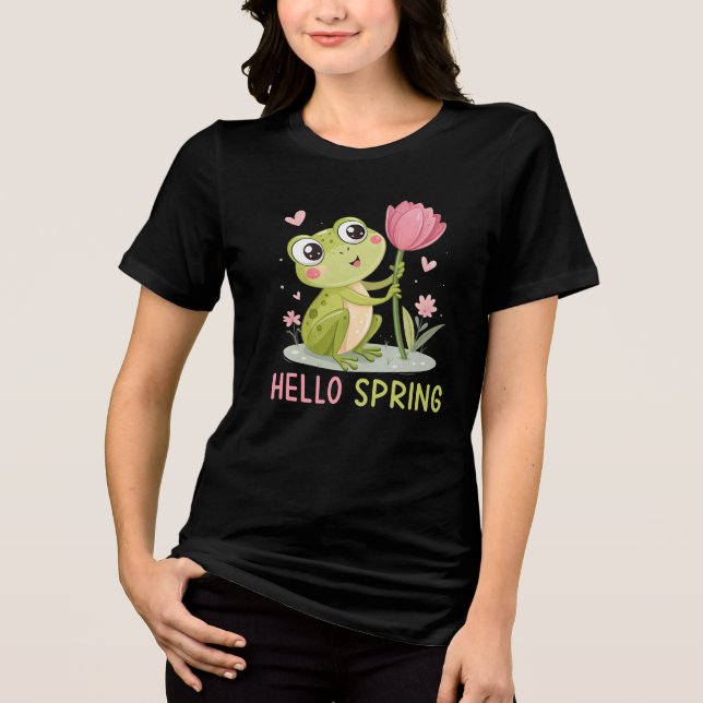 Camiseta Triblenda Hola Rana de Primavera, Amante de la Naturaleza (Anverso)